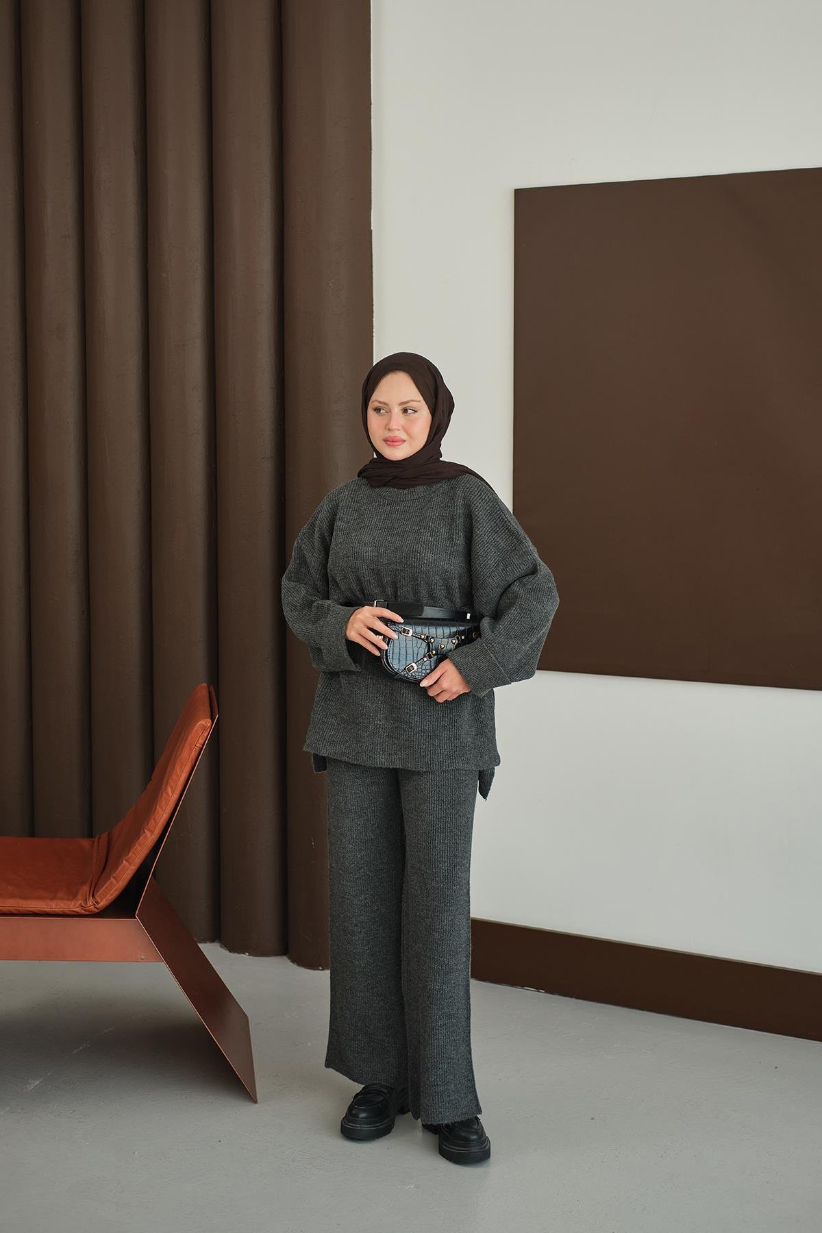 Beli Lastikli Triko Takım Antrasit