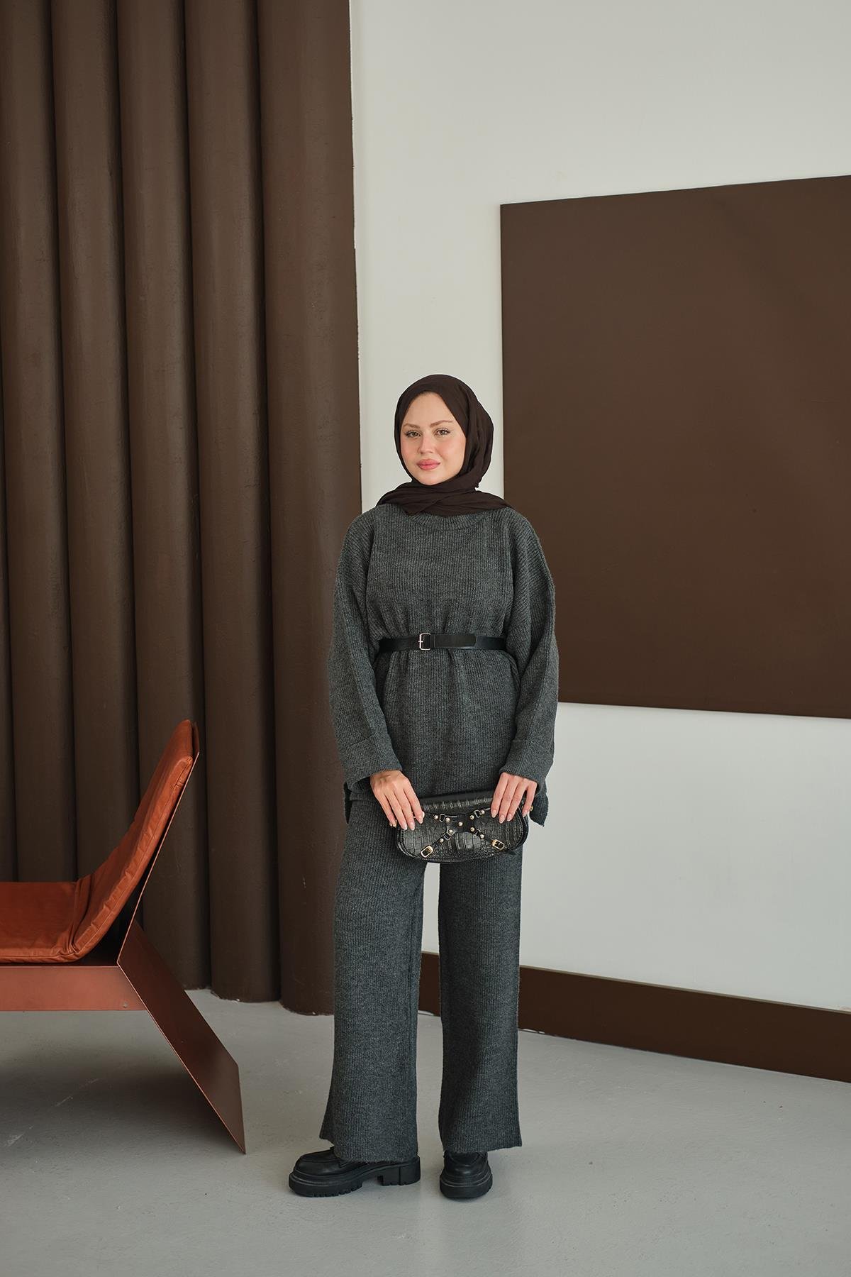 Beli Lastikli Triko Takım Antrasit