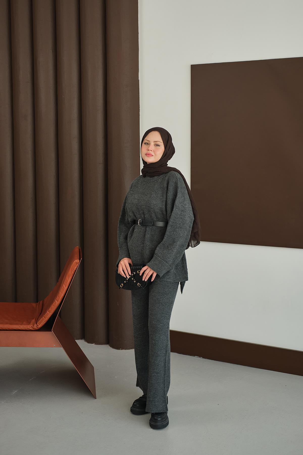 Beli Lastikli Triko Takım Antrasit