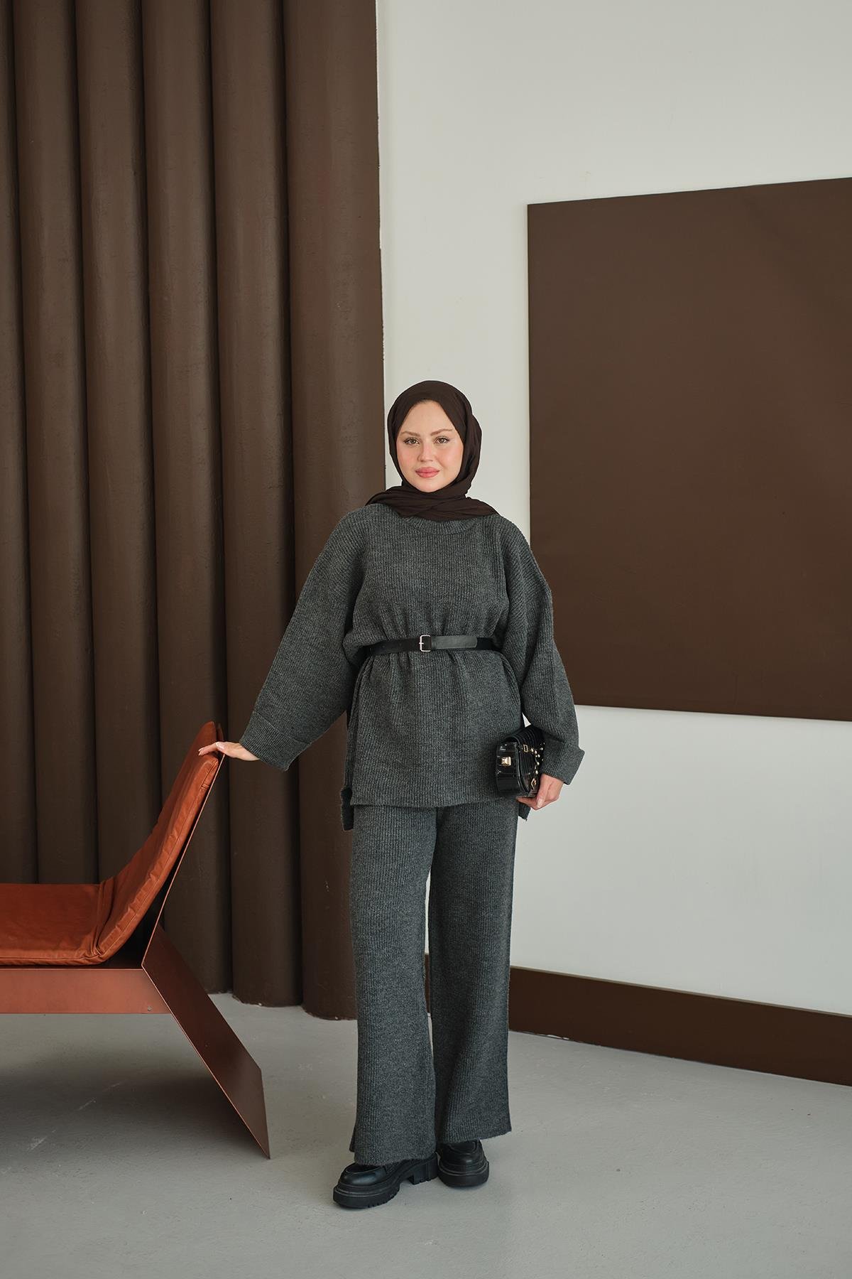 Beli Lastikli Triko Takım Antrasit