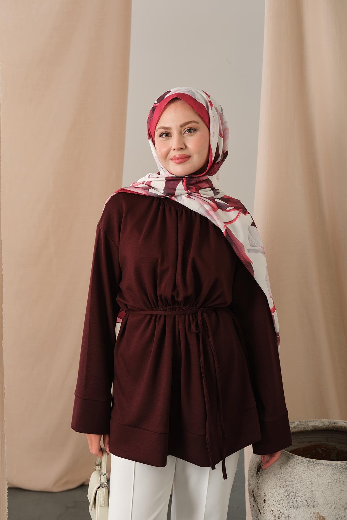 Beli Lastikli Tunik Bordo