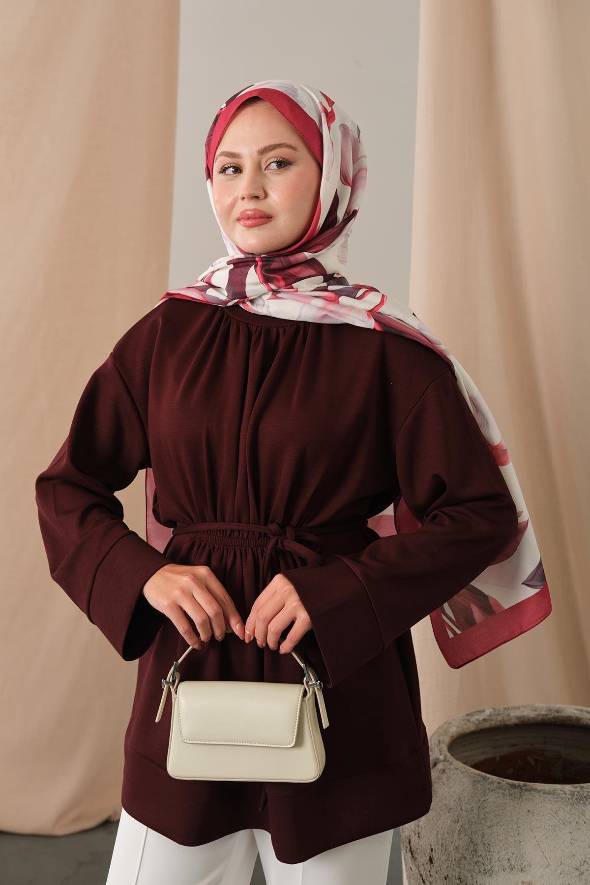 Beli Lastikli Tunik Bordo