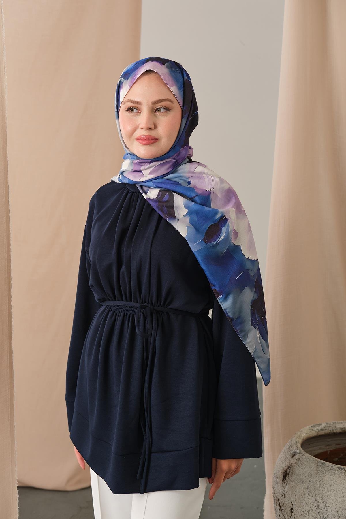 Beli Lastikli Tunik Lacivert