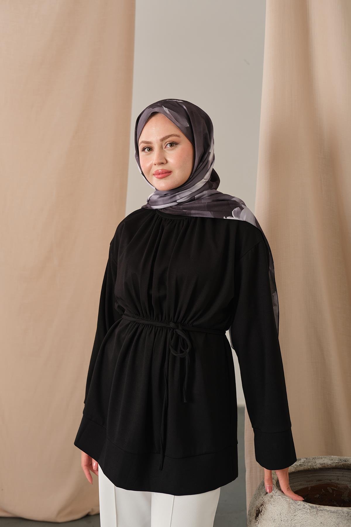 Beli Lastikli Tunik Siyah