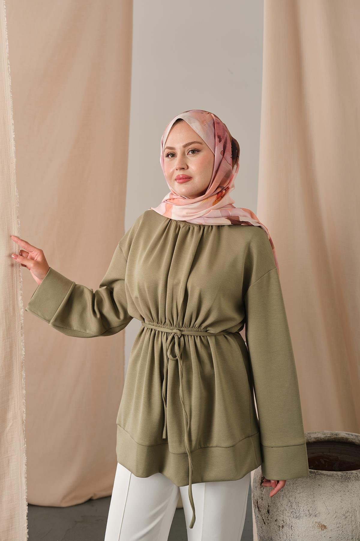 Beli Lastikli Tunik Yeşil