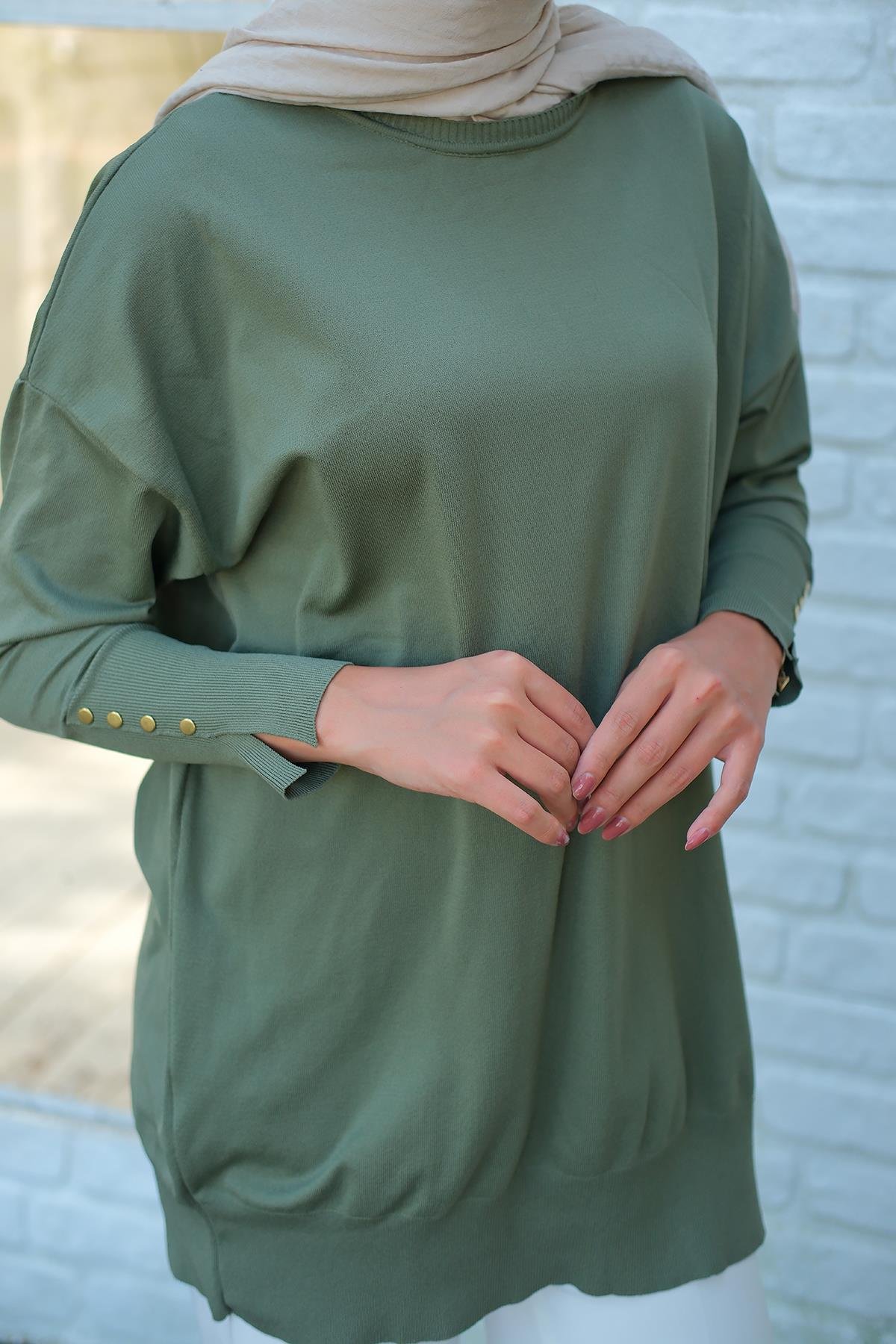 Bilek Gold Aksesuar Detay Tunik Çağla Yeşil