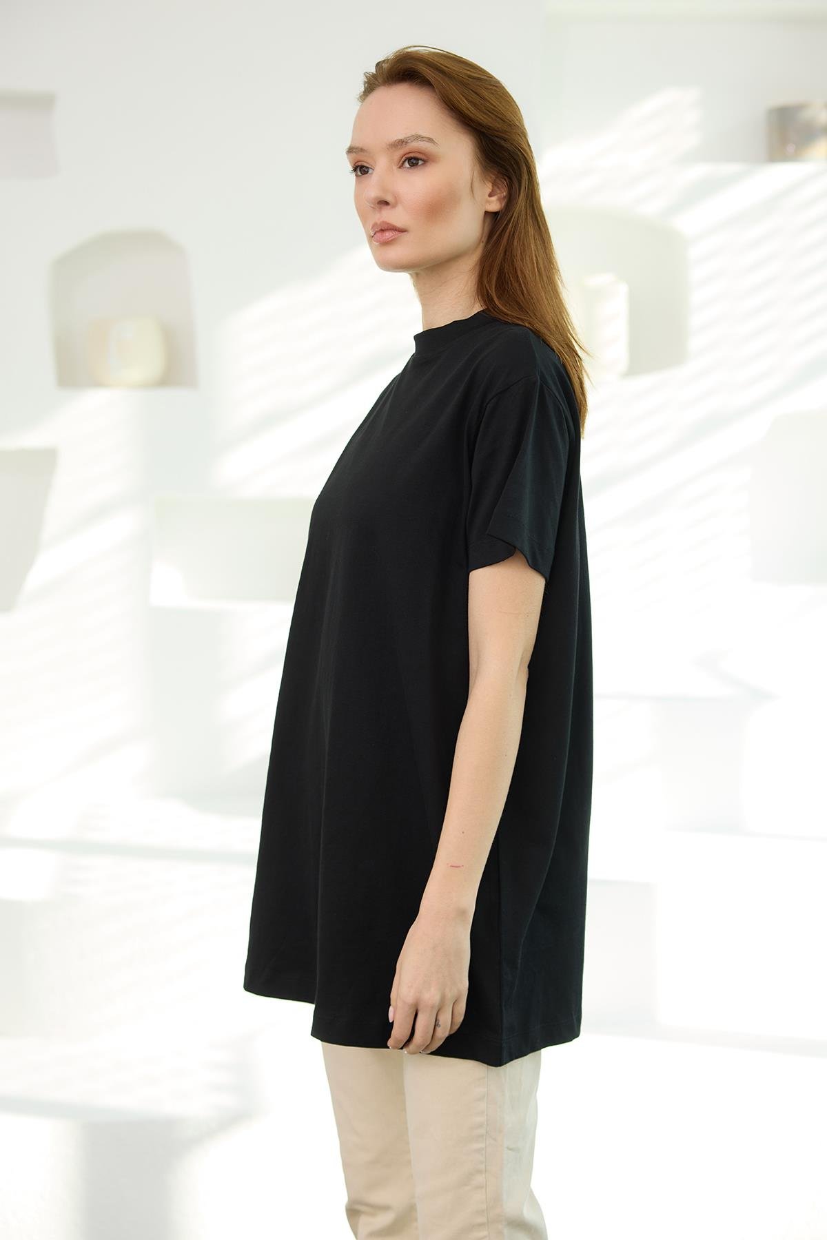 Bisiklet Yaka Basic Kısa Kollu İçlik Siyah