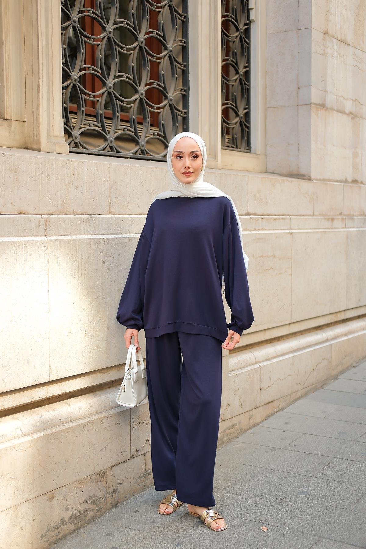 Bisiklet Yaka İkili Takım Lacivert