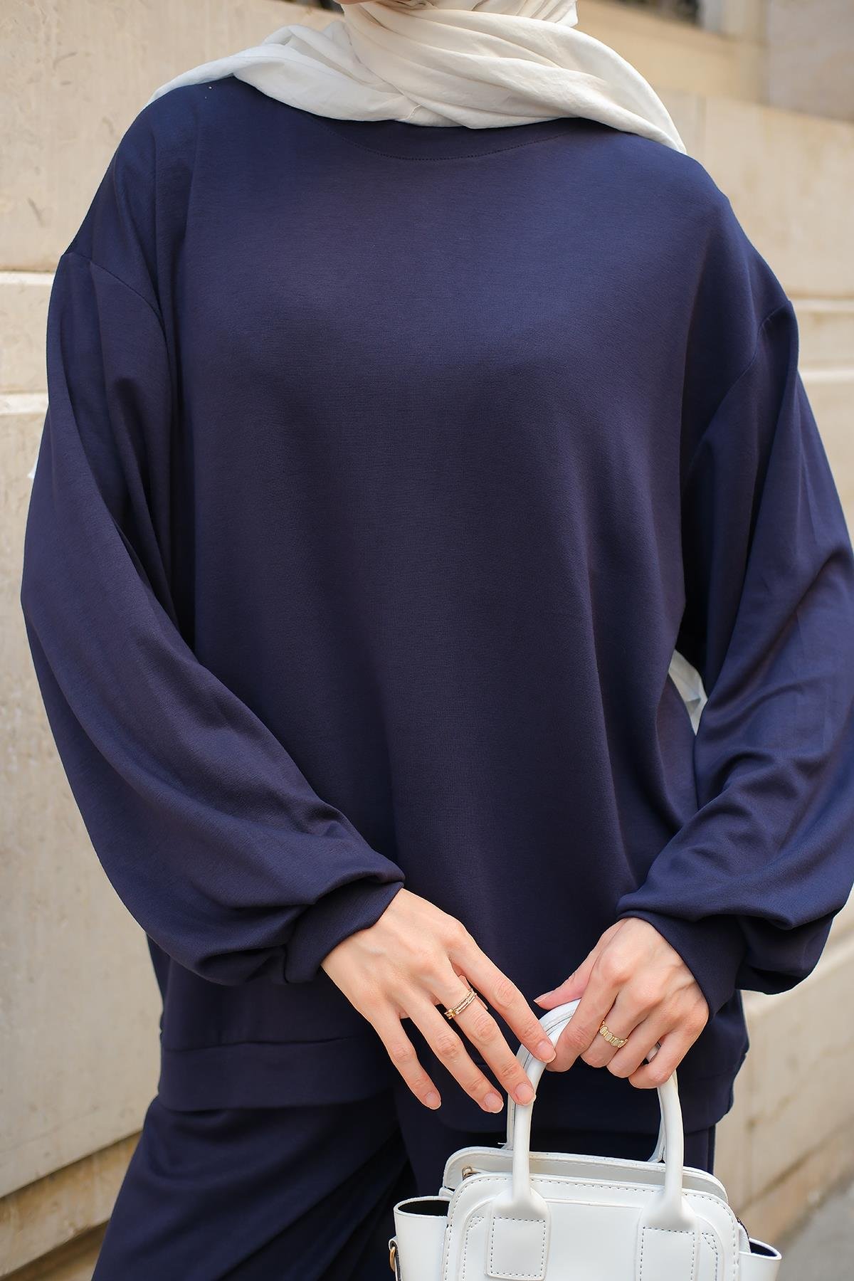 Bisiklet Yaka İkili Takım Lacivert