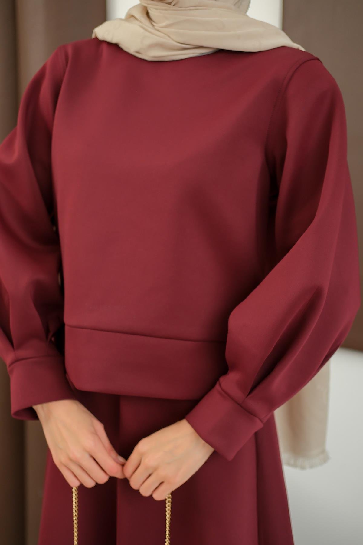 Bisiklet Yaka Scuba Takım Bordo