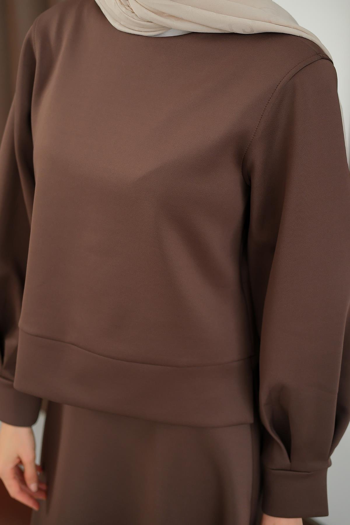 Bisiklet Yaka Scuba Takım Kahverengi