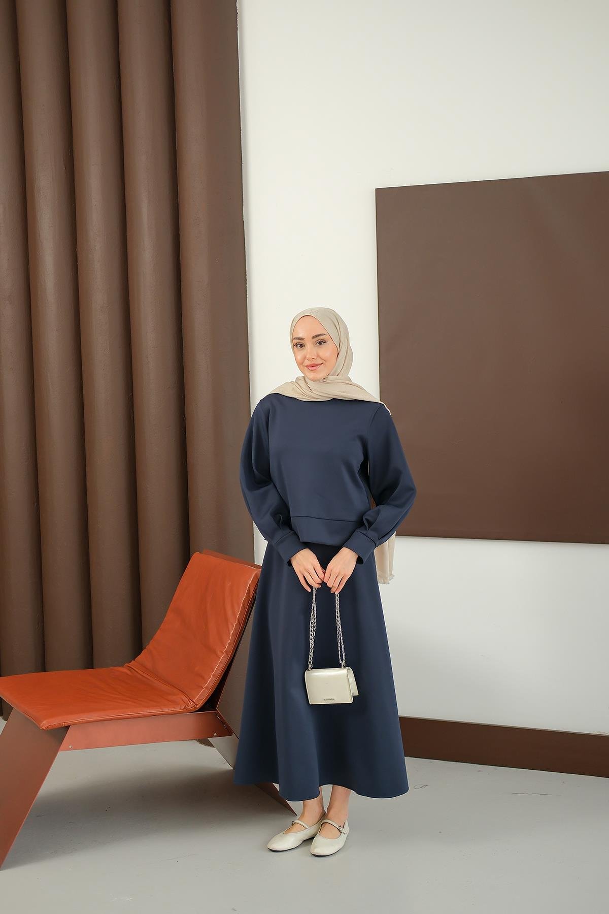 Bisiklet Yaka Scuba Takım Lacivert