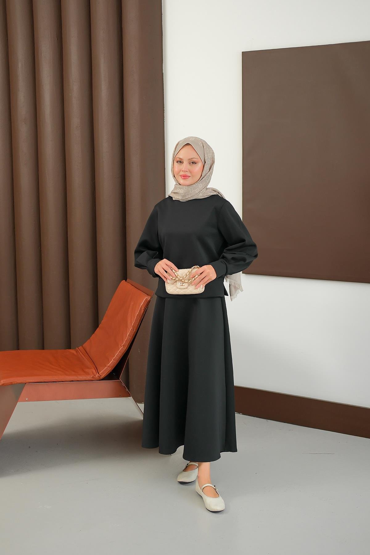 Bisiklet Yaka Scuba Takım Siyah