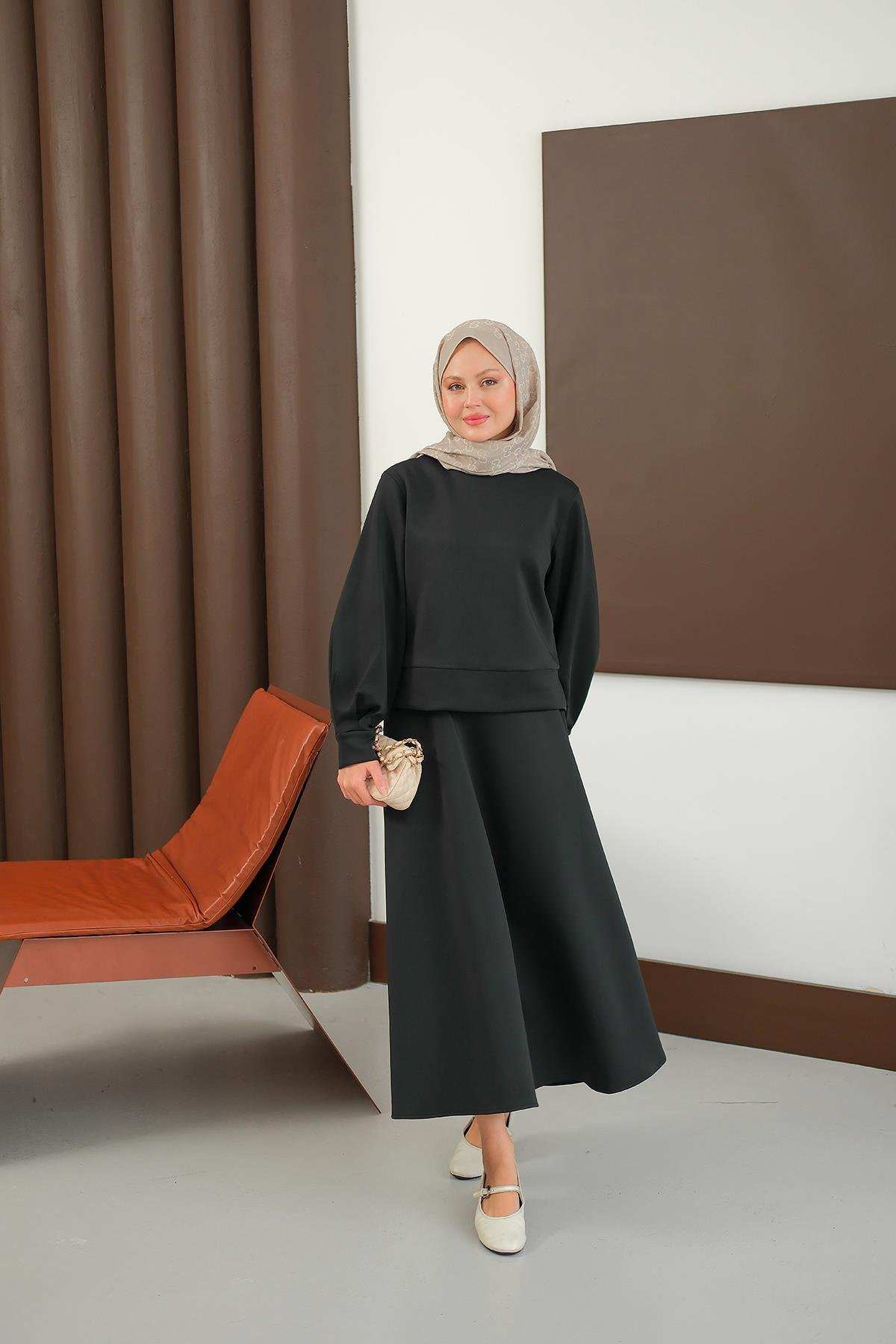 Bisiklet Yaka Scuba Takım Siyah