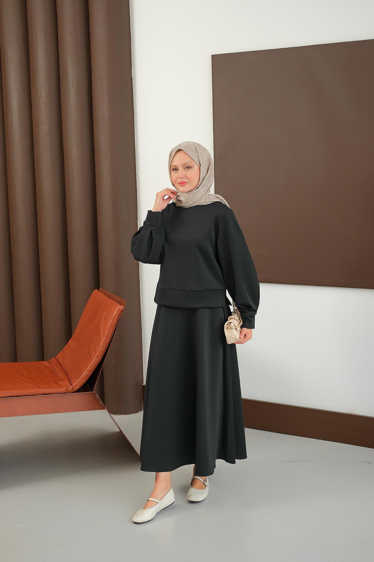 Bisiklet Yaka Scuba Takım Siyah