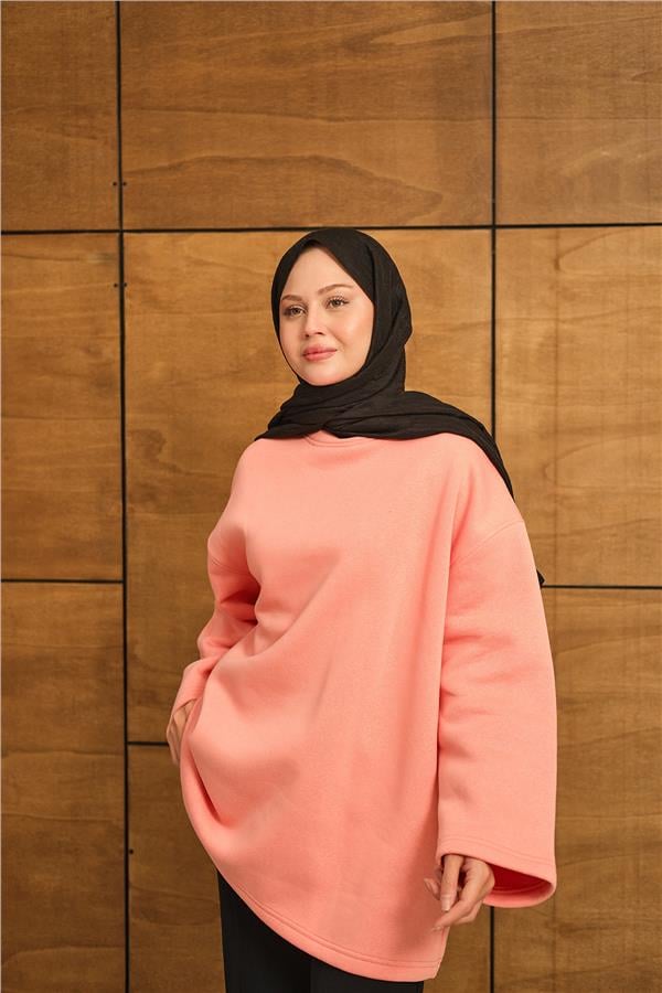 Bisiklet Yaka Sweat Somon