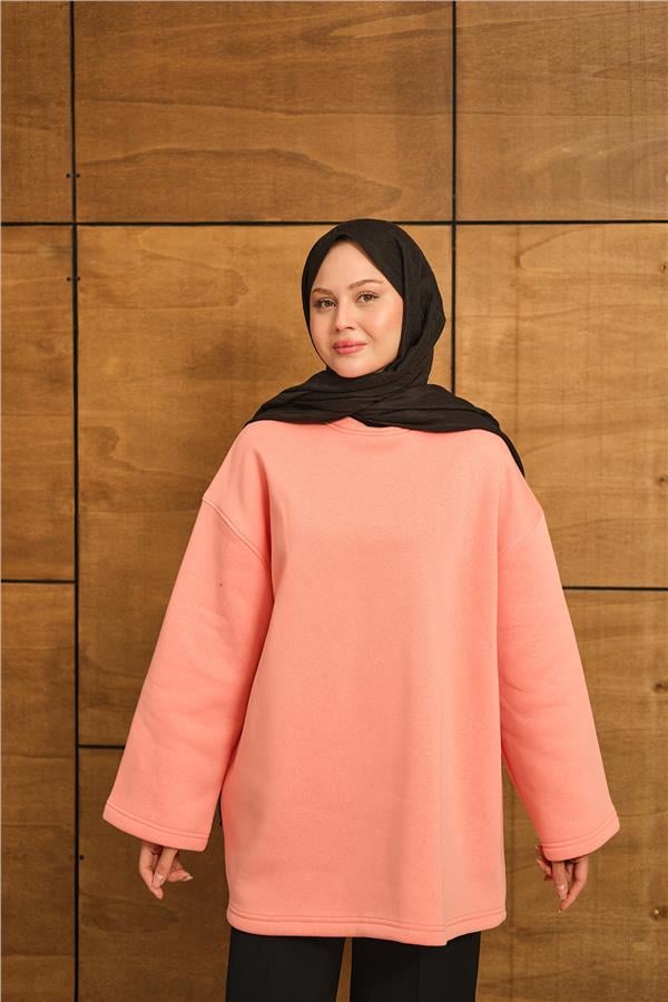 Bisiklet Yaka Sweat Somon