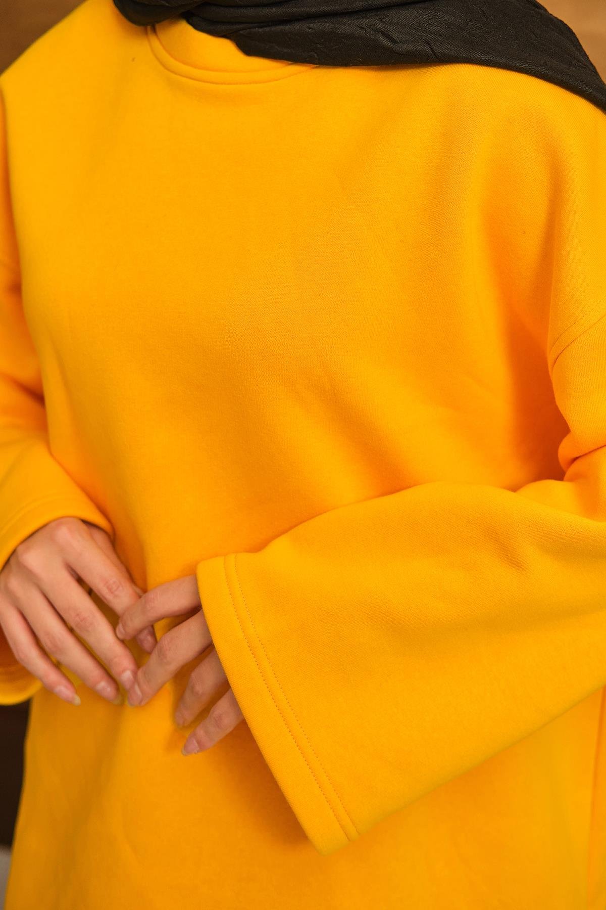 Bisiklet Yaka Sweat Turuncu