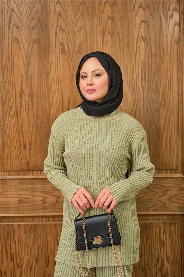 Bisiklet Yaka Triko Takım Yeşil