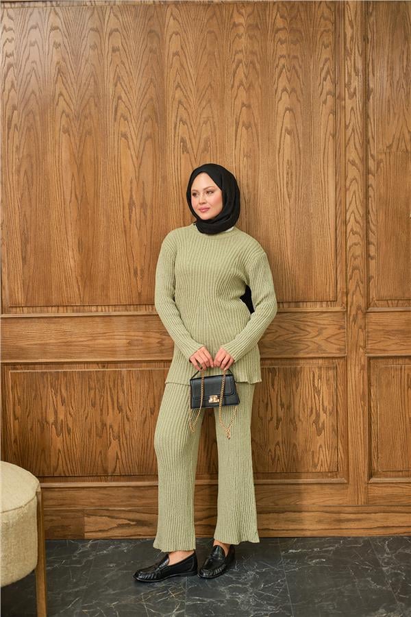 Bisiklet Yaka Triko Takım Yeşil