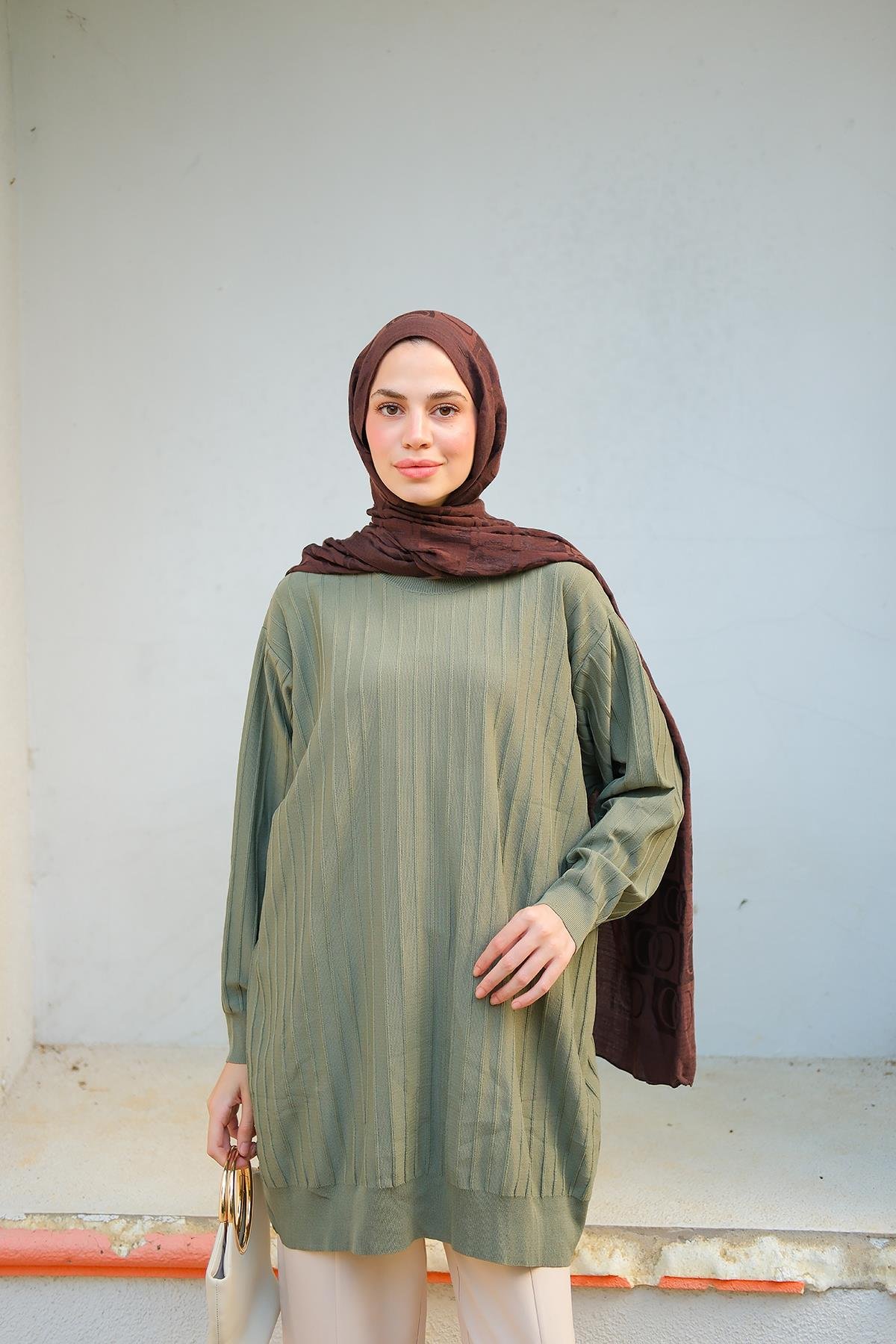 Bisiklet Yaka Tunik Çağla Yeşil