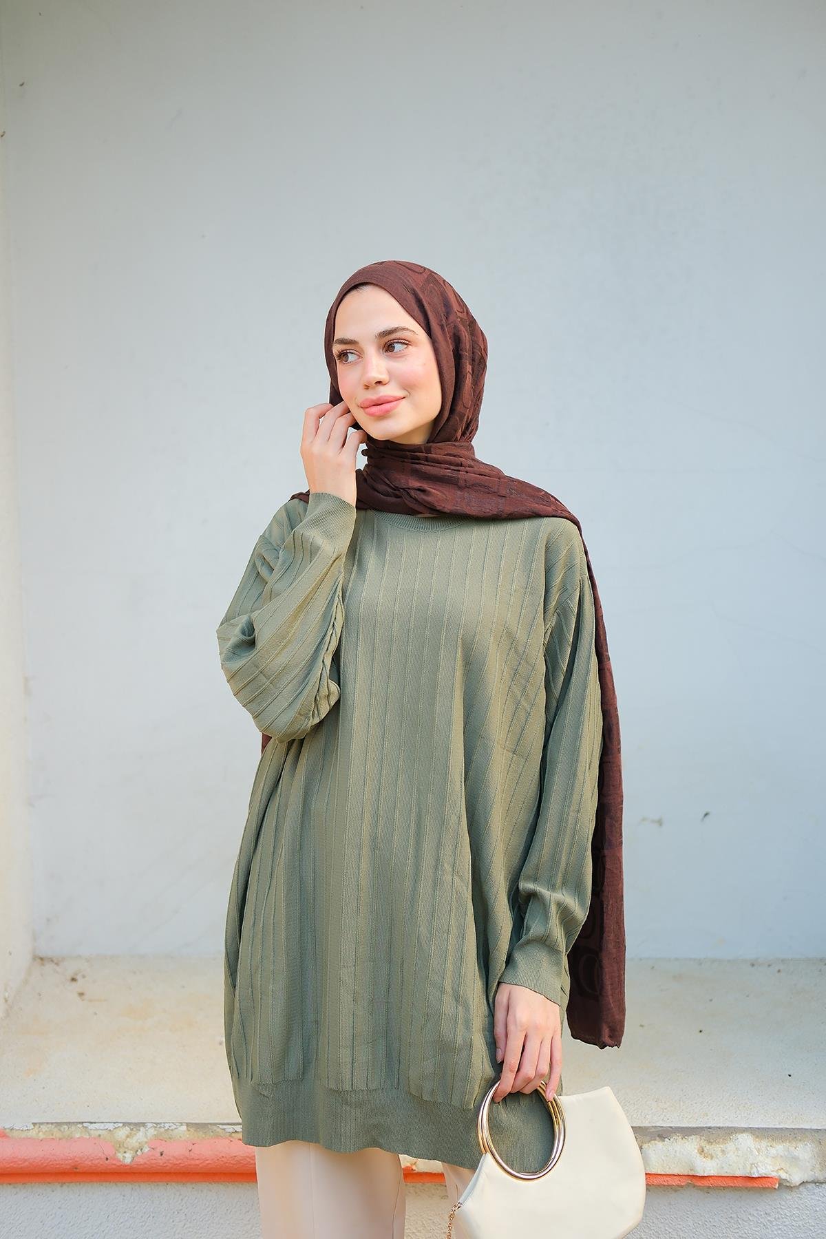 Bisiklet Yaka Tunik Çağla Yeşil