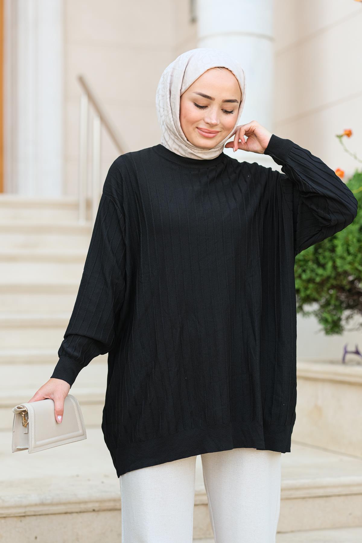 Bisiklet Yaka Tunik Siyah