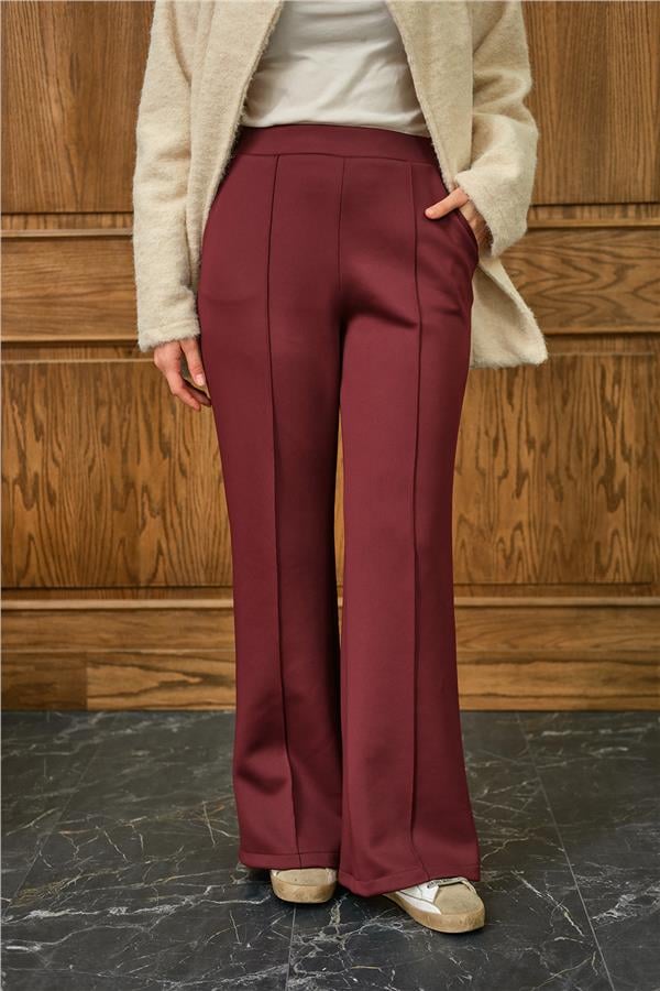 Biyeli Scuba Pantolon Bordo