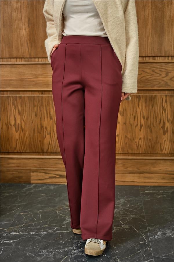 Biyeli Scuba Pantolon Bordo