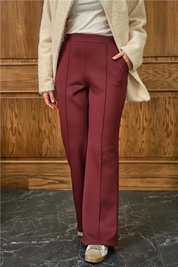 Biyeli Scuba Pantolon Bordo