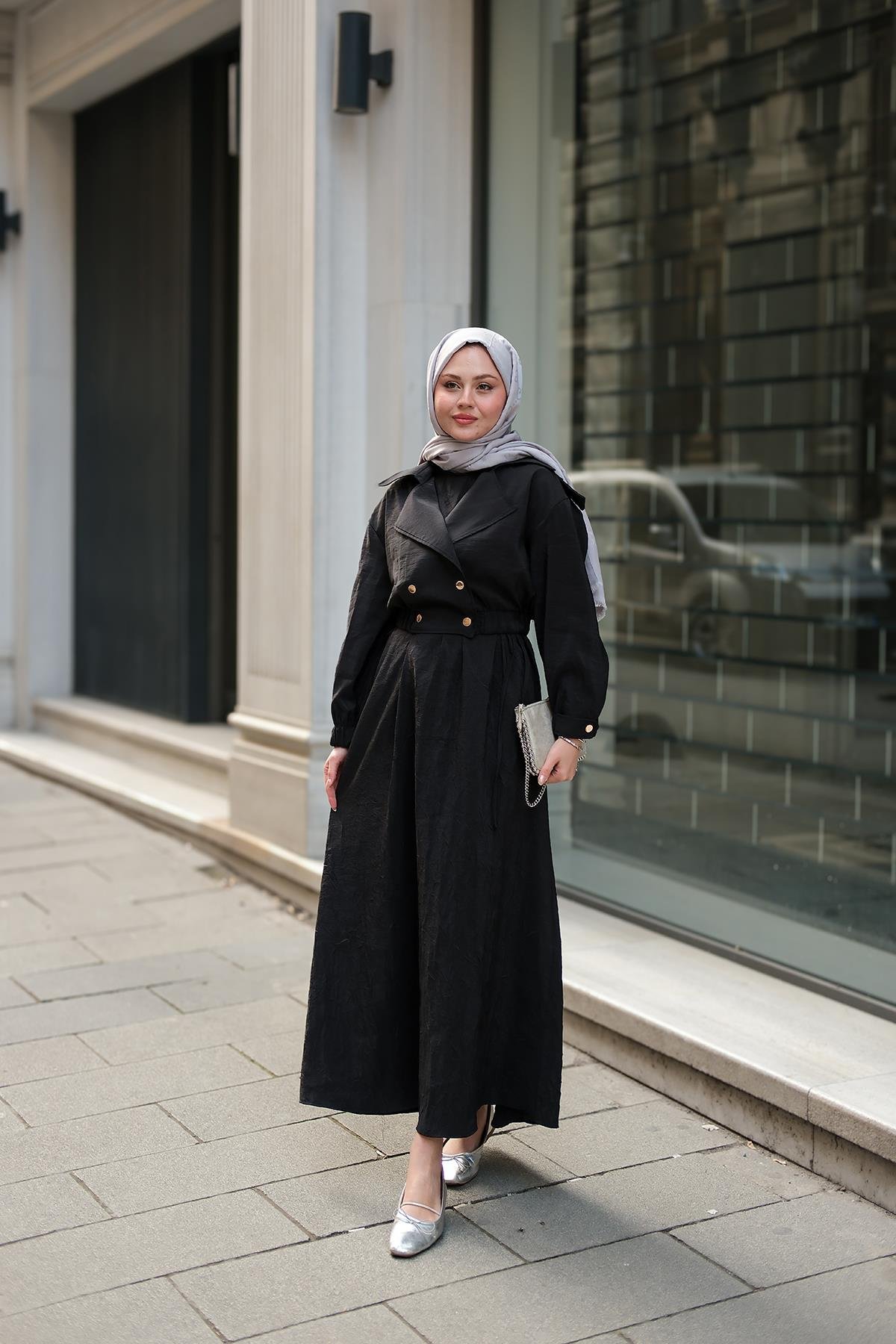 Bolero Detaylı Sıfır Kol Elbise Siyah