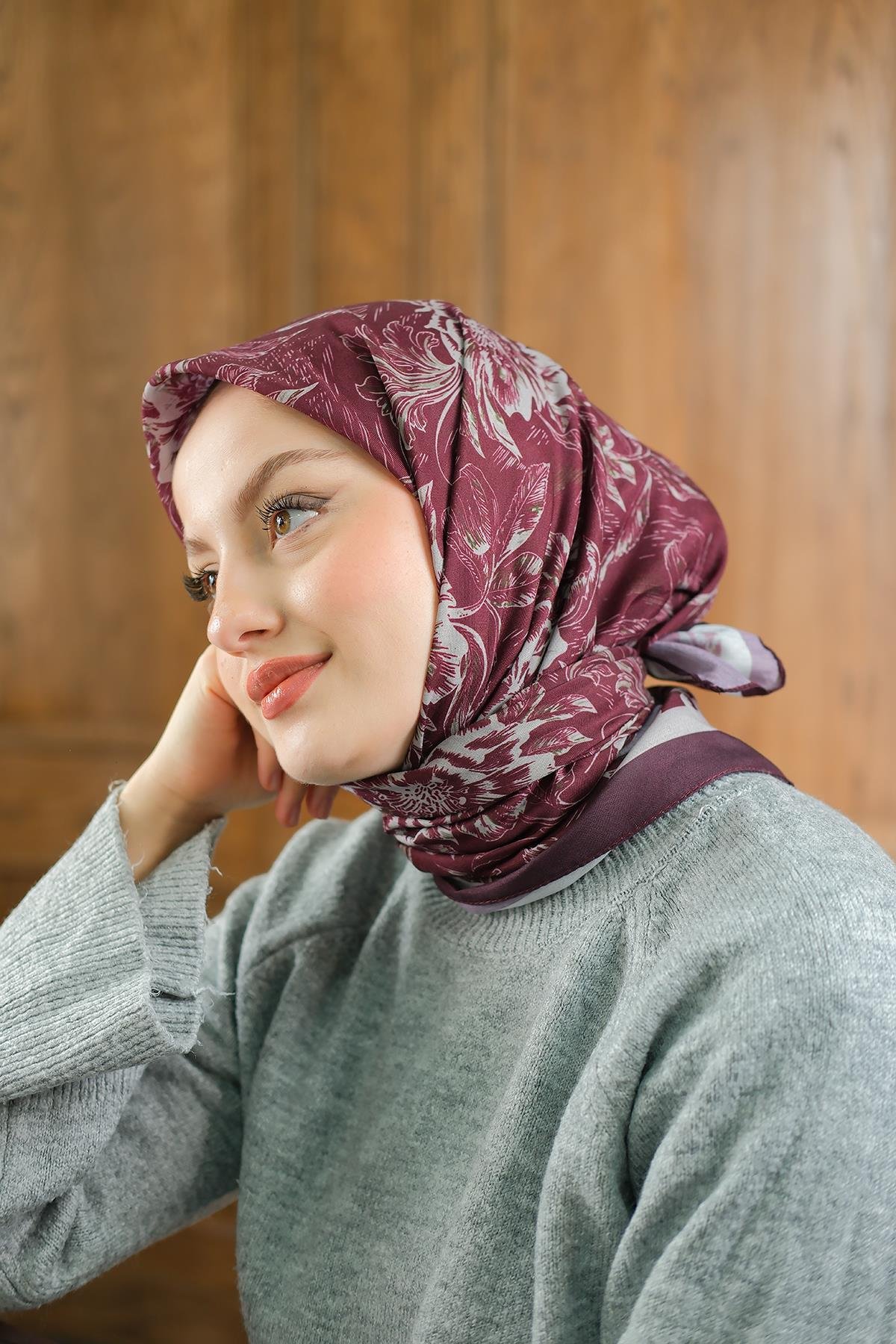 Botanik Soft Eşarp Bordo