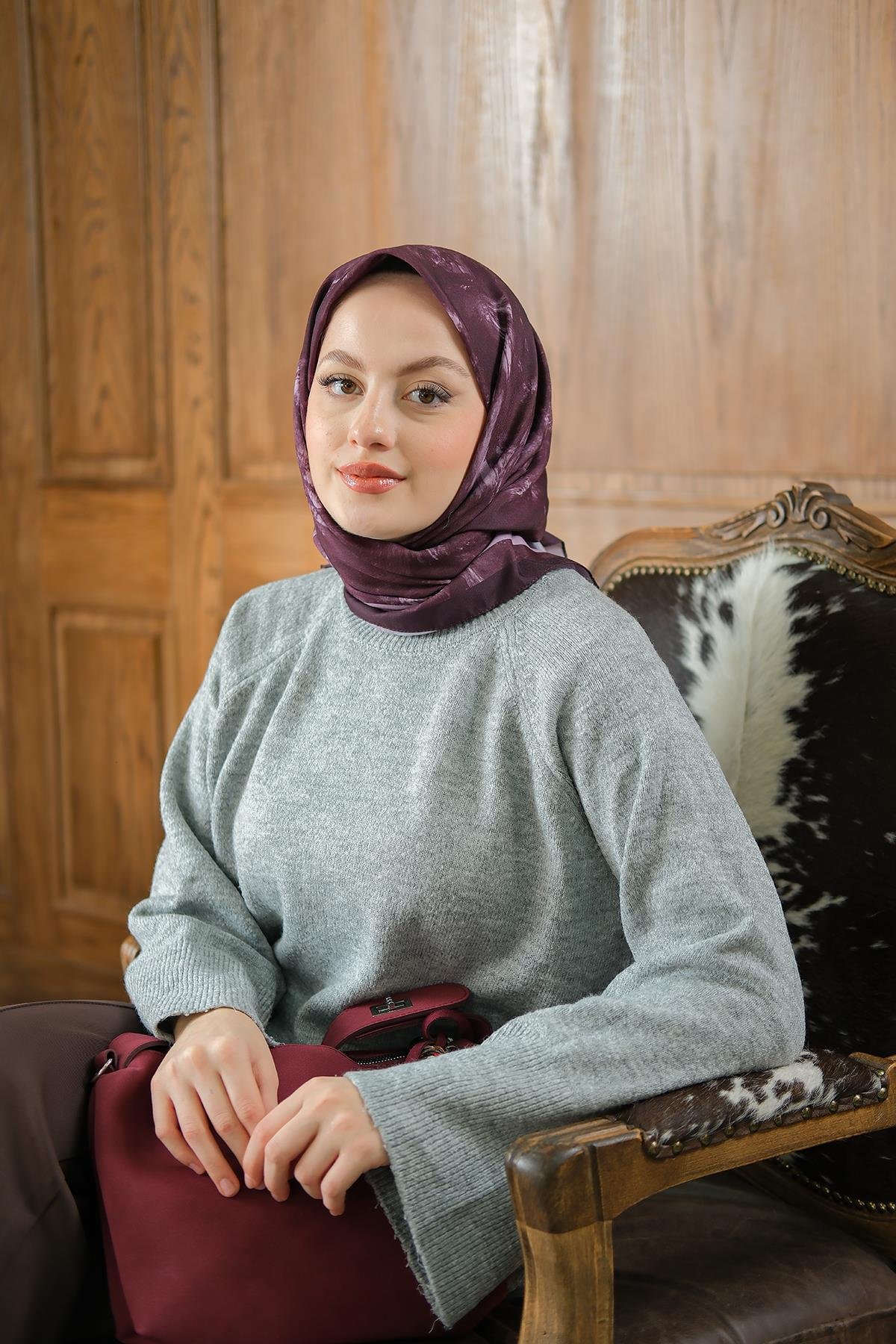 Botanik Soft Eşarp Bordo