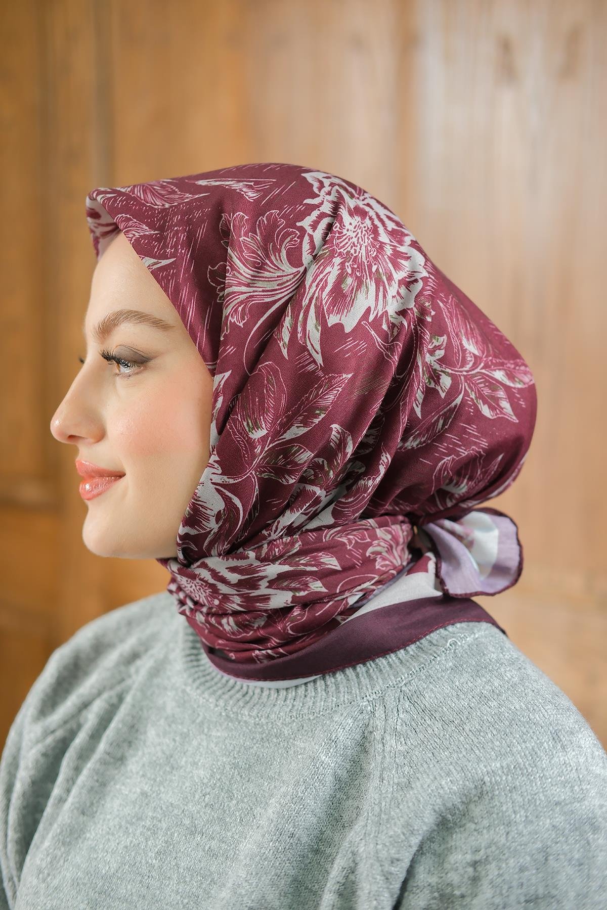 Botanik Soft Eşarp Bordo