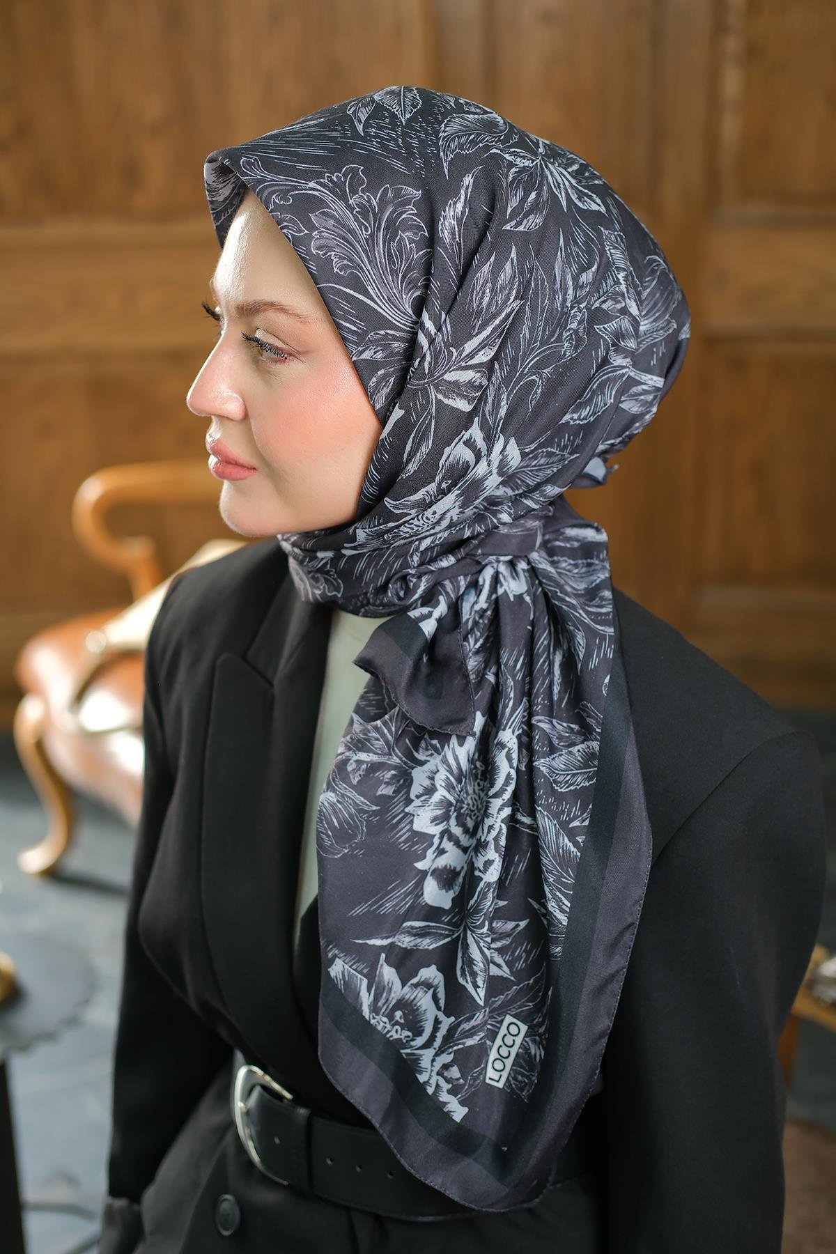 Botanik Soft Eşarp Siyah