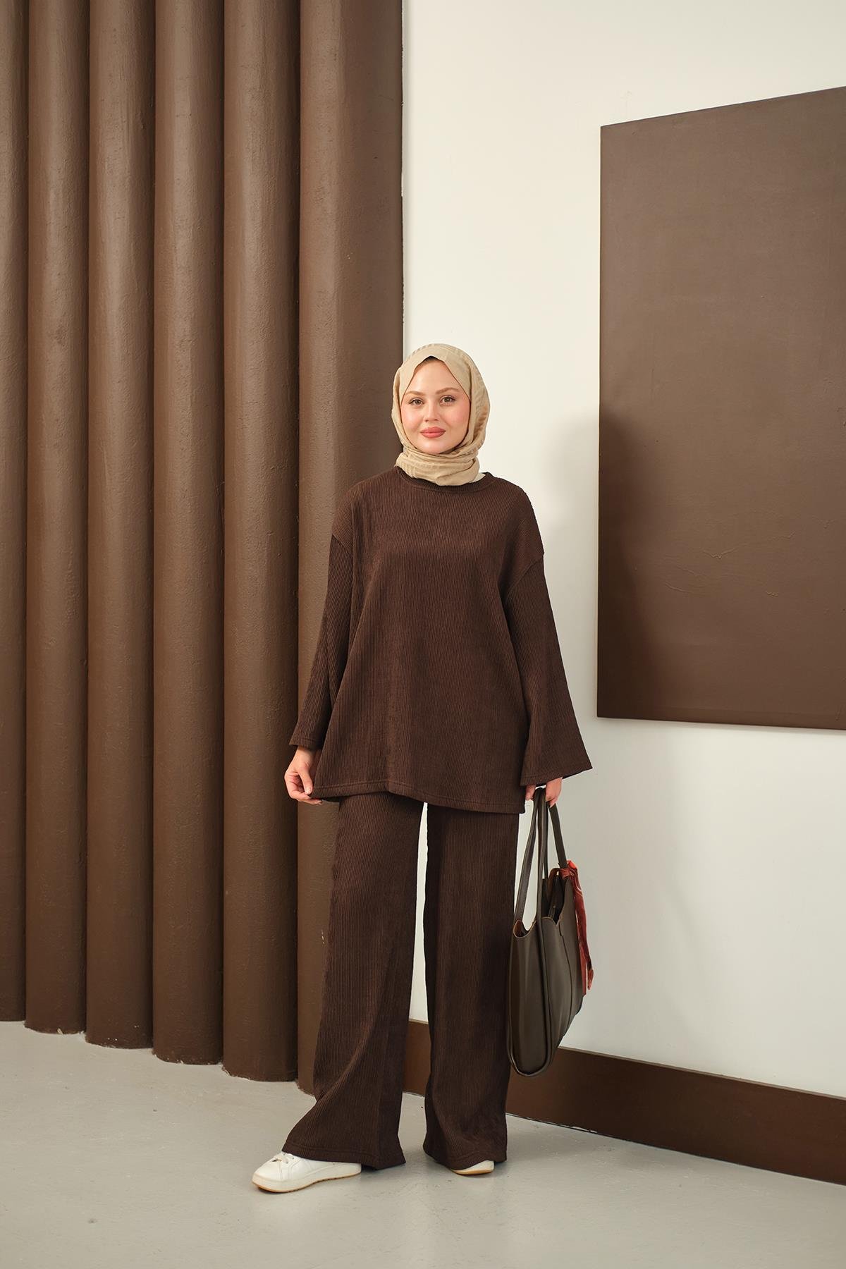 Bürümcük Desen Takım Kahverengi