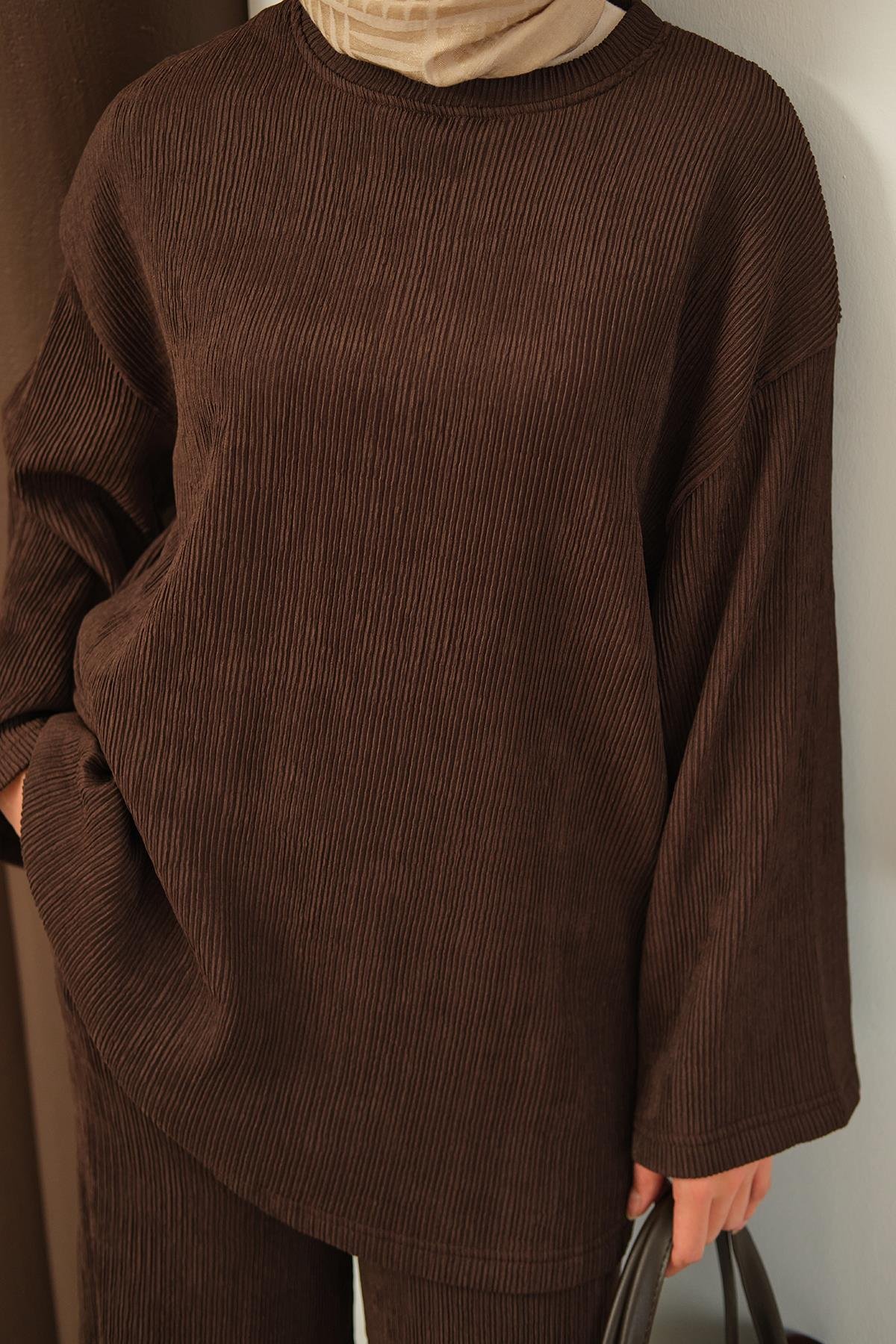 Bürümcük Desen Takım Kahverengi