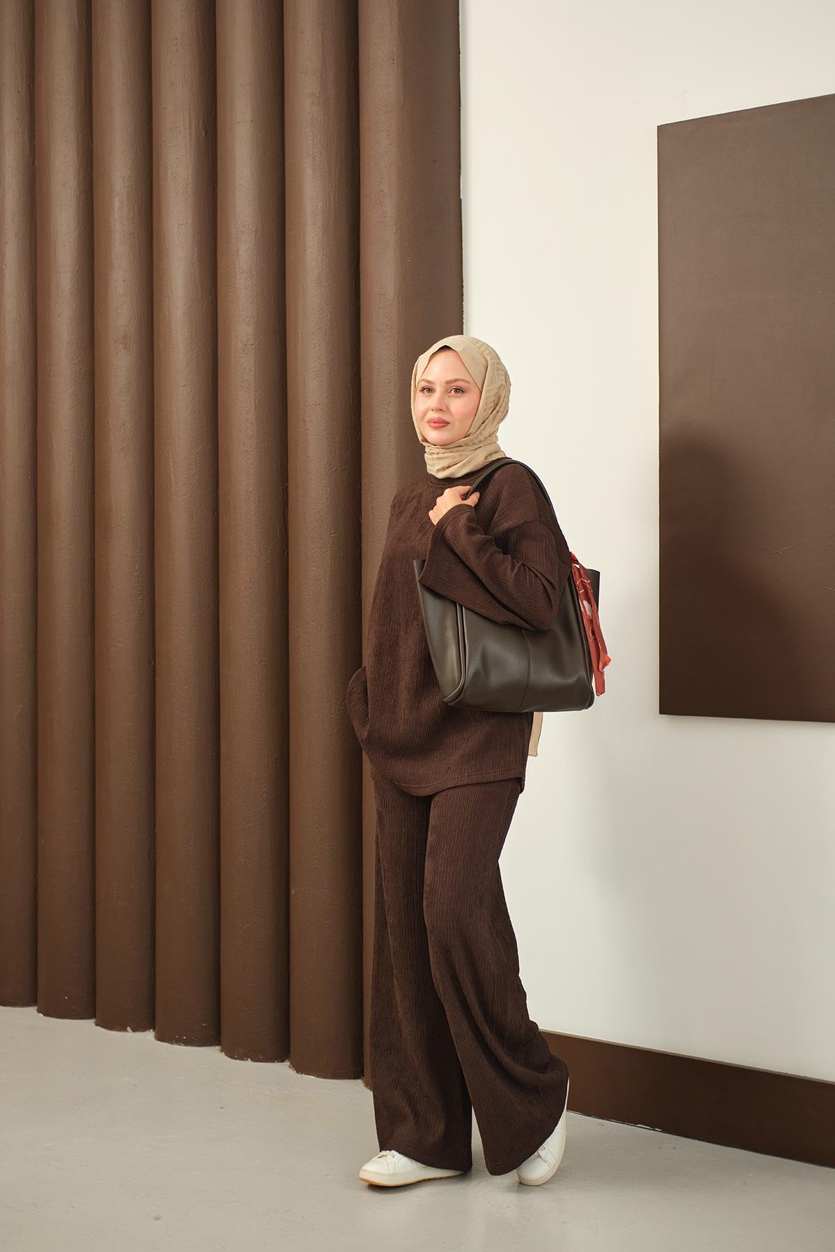 Bürümcük Desen Takım Kahverengi