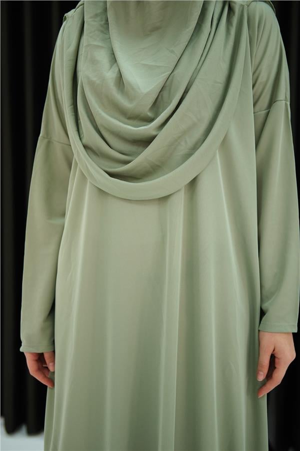 CANTALI TEK PARCA NAMAZ ELBISESI Su Yeşil