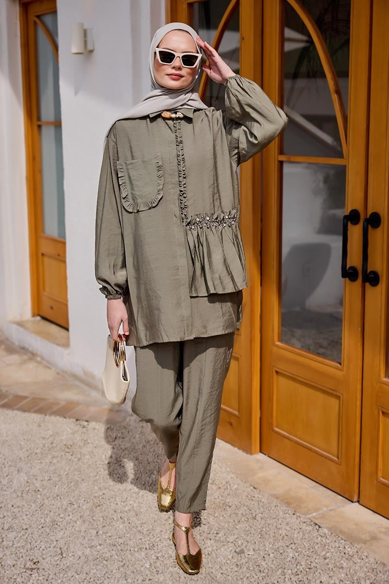 Cebi Taş Detaylı Takım Küf Yeşil