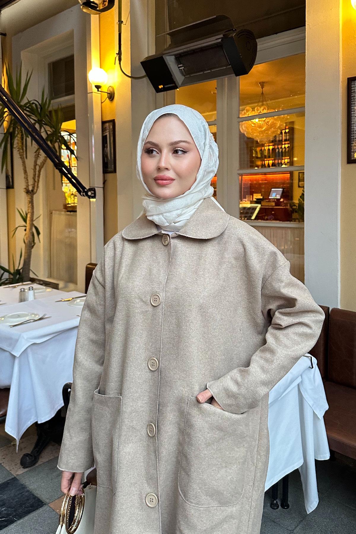 Cep Detaylı Ara Boy Kaşe Vizon