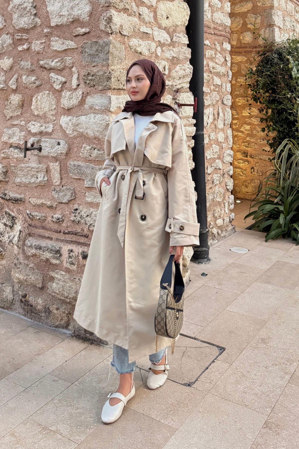 Cep Yaka Trençkot Taş