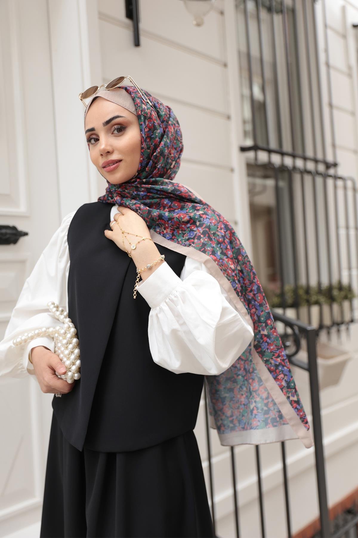 Çicek Desen Soft Şal Bej