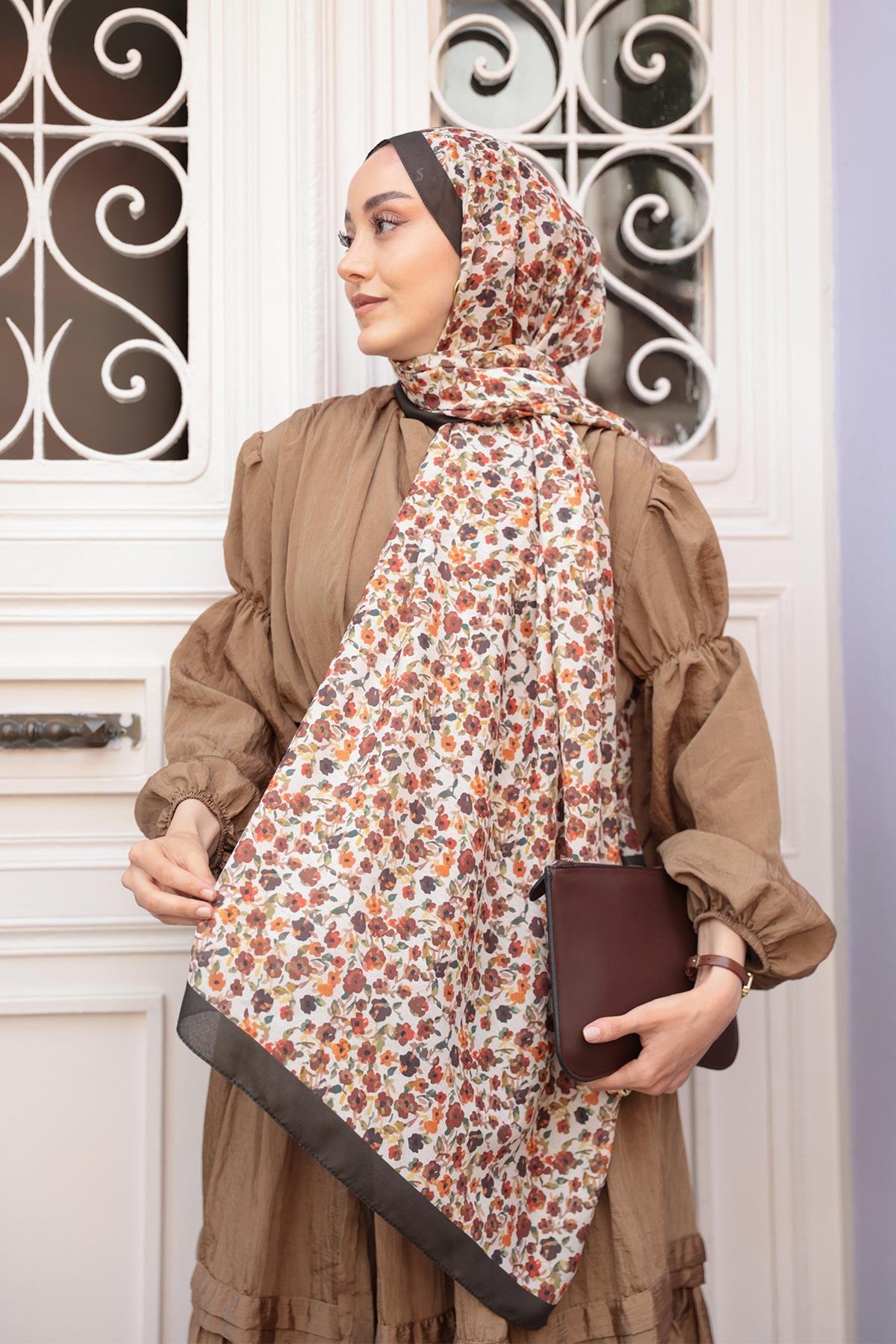 Çicek Desen Soft Şal Zümrüt Yeşil