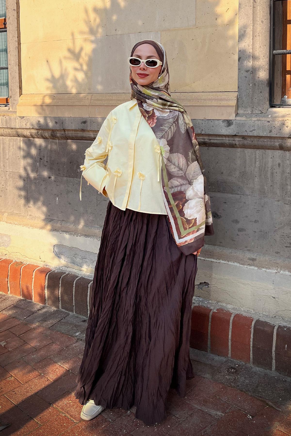 Çiçek Desenli Gömlek Sarı