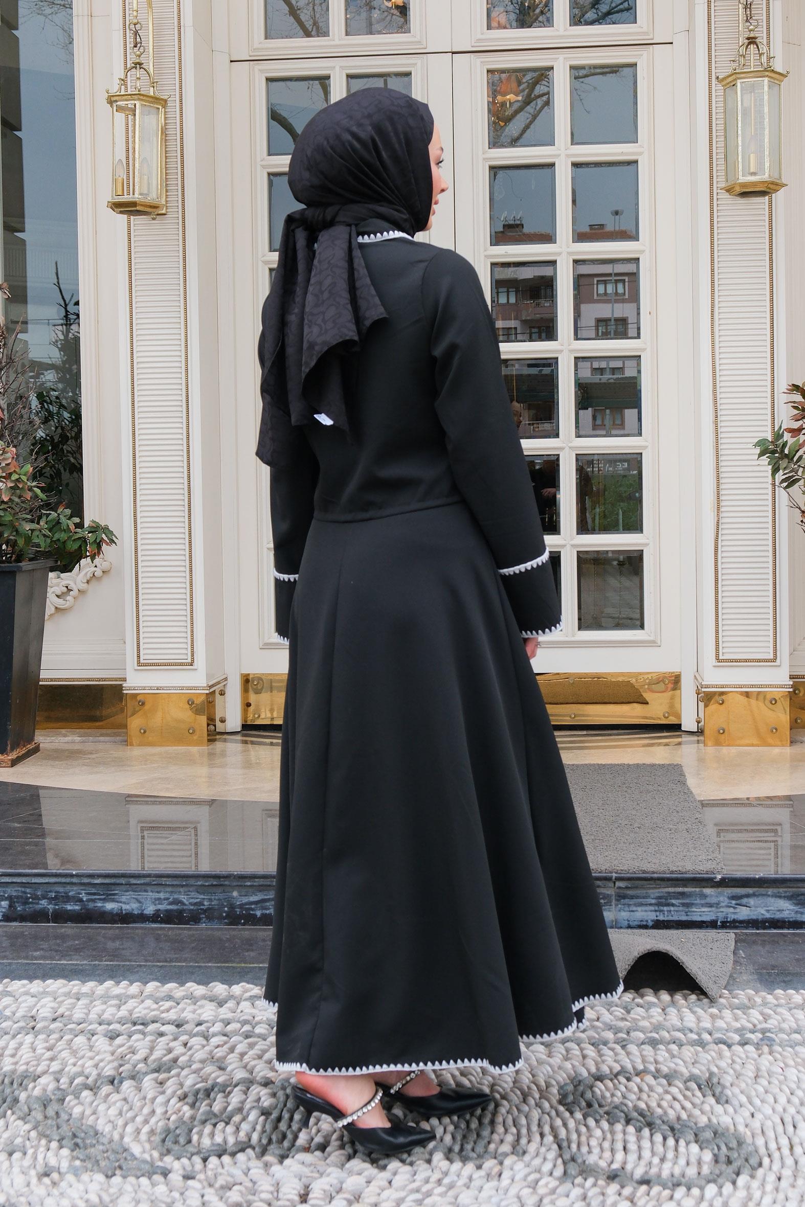 Çift Cep Detay Nakışlı İkili Takım Siyah