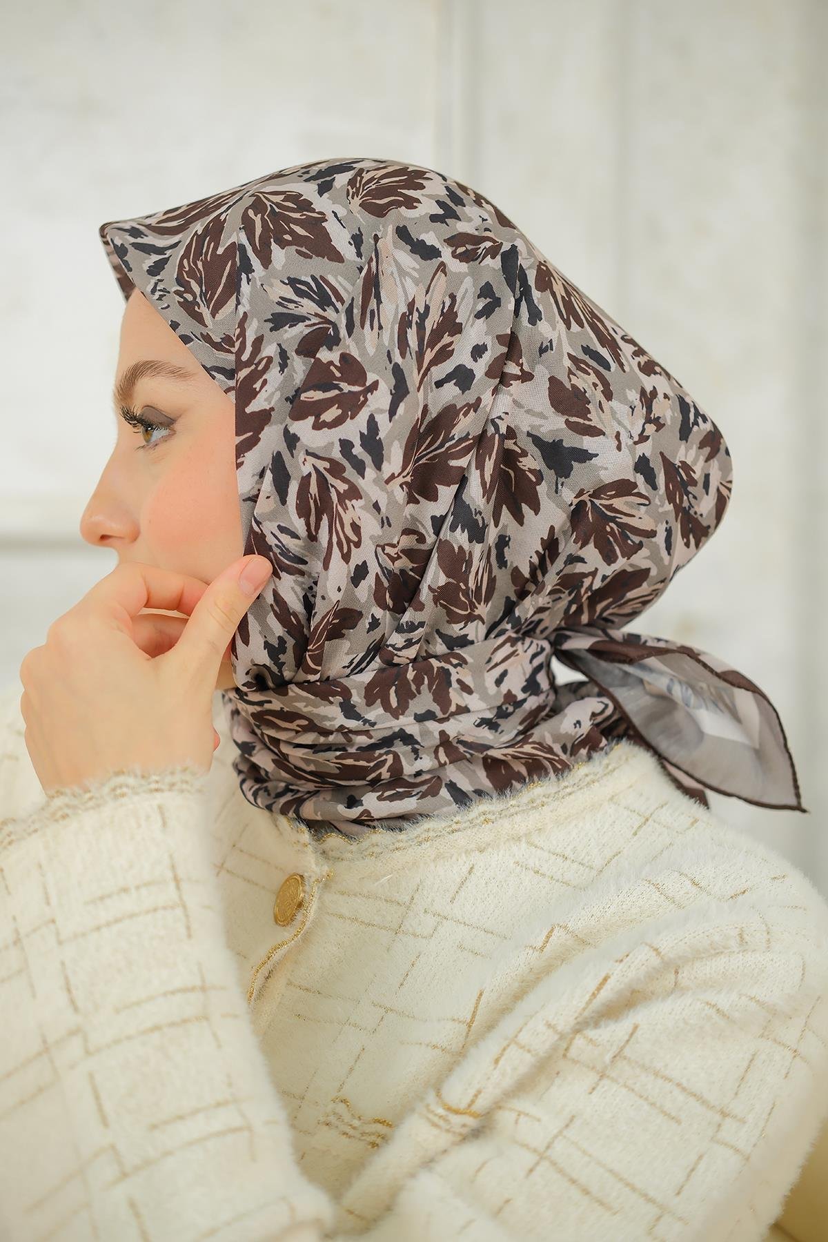 Çınar Desen Soft Şal Kahverengi