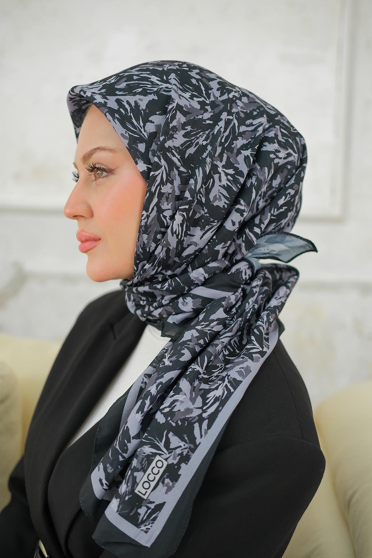 Çınar Desen Soft Şal Siyah