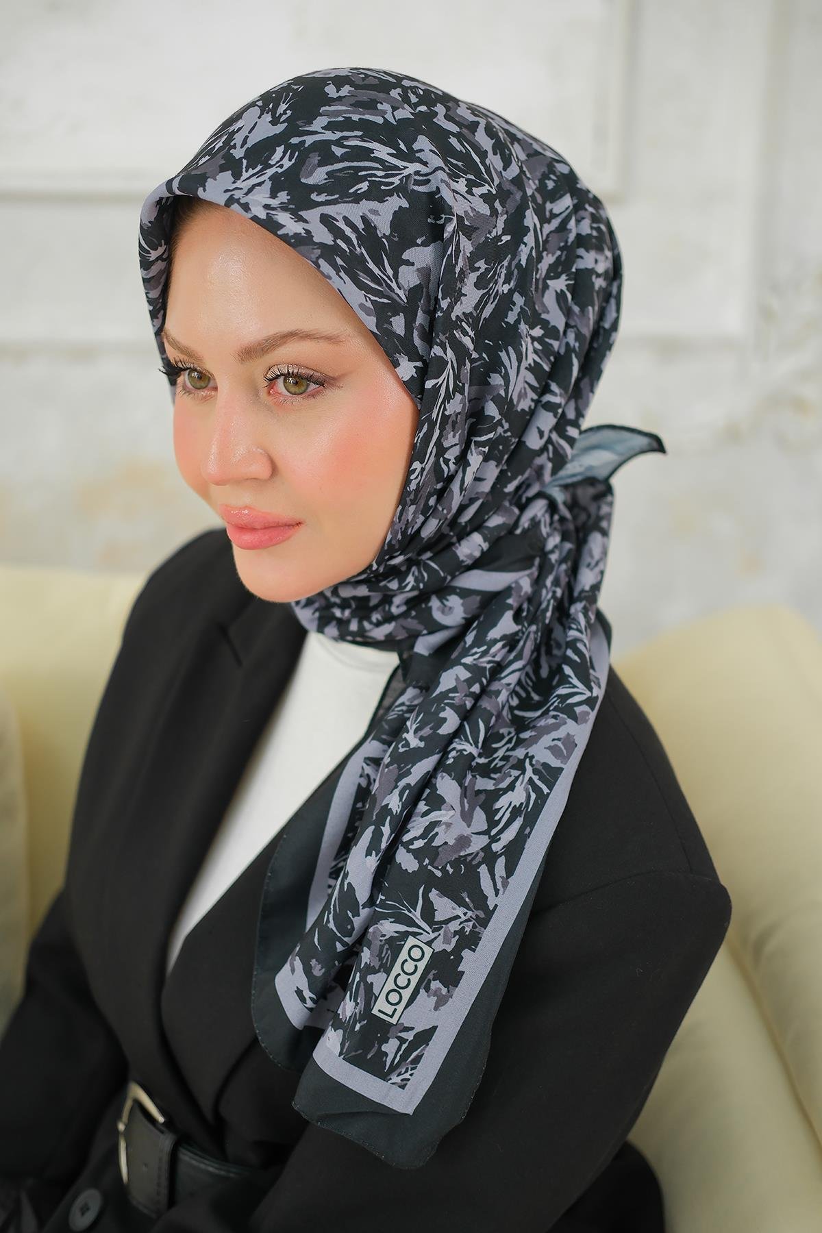 Çınar Desen Soft Şal Siyah