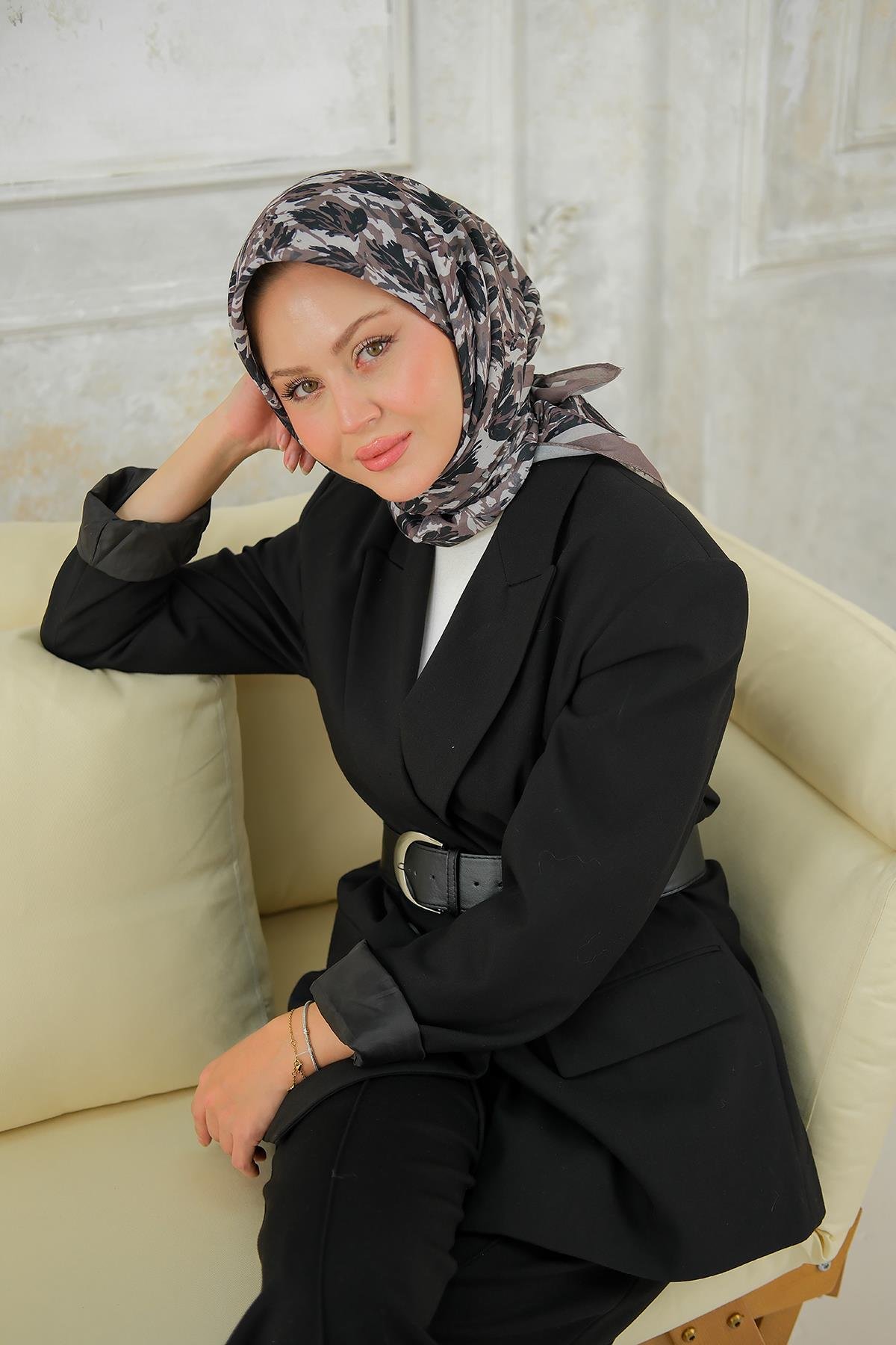 Çınar Desen Soft Şal Vizon